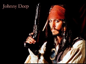 kapitan, pistolet, Piraci Z Karaibów, Johnny Depp