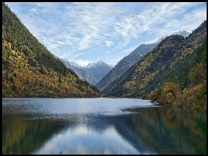 Góry, Chiny, Jezioro, Jiuzhaigou