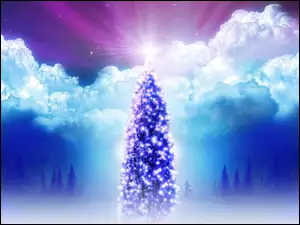 Narodzenie, Światełka, Świąteczne, Gwiazdka, Boże, Choinka