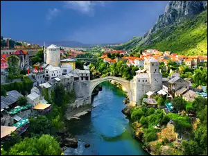 Bośnia i Hercegowina, Rzeka, Miasteczko, Most, Mostar