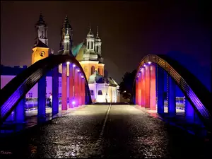 Katedra Poznańska, Poznań, Most Jordana, Noc