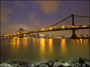 Nowy York, Most, Kamienie, Rzeka, Manhattan Bridge