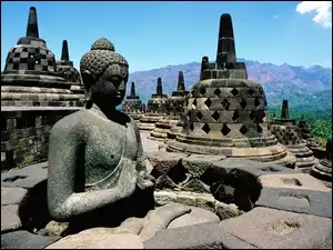 Indonezja, Budowla, Posąg, Borobudur, Budda