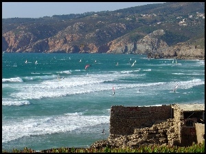 Hiszpania, Wybrzeże, Morze, Skaliste, Surfing