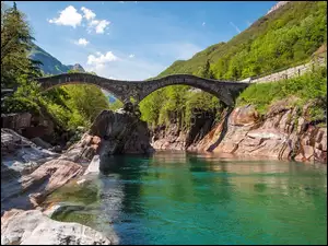 Verzasca, Kamienny, Lavertezzo, Most, Rzeka, Szwajcaria
