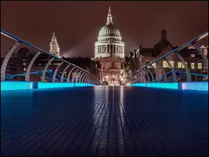 Oświetlony, Londyn, Most, Katedra