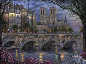 Rzeka, Most, Paryż, Domy, Francja, Sekwana