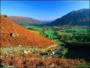 Domki, Cumbria, Góry, Anglia, Kolory