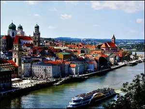 Niemcy, Rzeka, Miasta, Panorama, Altstadt