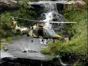 Helikopter, Wodospad, Skały