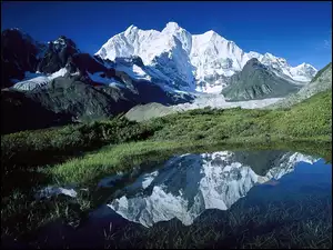 Góry, Tybet, Jeziorko, Łąka