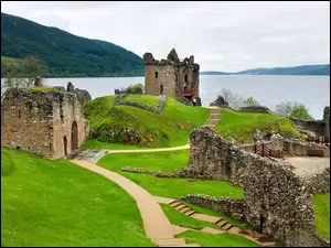 Lochness, Szkocja, Nad, Ruiny, Jeziorem