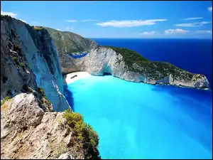 Plaża Navagio, Skały, Grecja, Morze, Zaynthos, Wrak