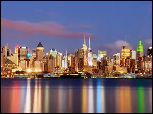 Nowy Jork, Panorama, Rzeka, Miasta, Odbicie