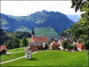 Góry, Szwajcaria, Lasy, Kościół