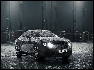 Gt, Deszcz, Bentley, Światła, Continental, V8
