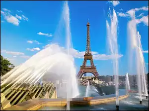 Paryż, Fontanna, Wieża, Eiflla