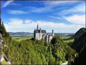 Niemcy, Zamek, Góry, Neuschwanstein, Lasy
