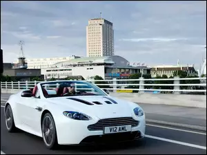 Biały, V12, Aston Martin, Vantage