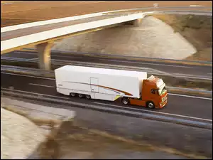Autostrada, Ciężarówka Volvo, Ciągnik i Przyczepa
