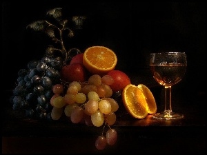 Winogrona, Wina, Pomarańcze, Lampka