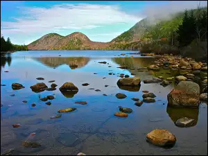 Park Narodowy Acadia, Kamienie, Stany Zjednoczone, Góry, Stan Maine, Jezioro Jordan Pond