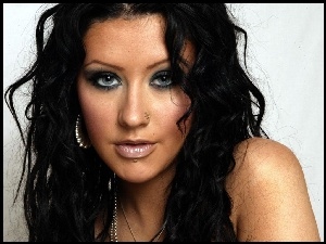 czarne, Christina Aguilera, kręcone, włosy
