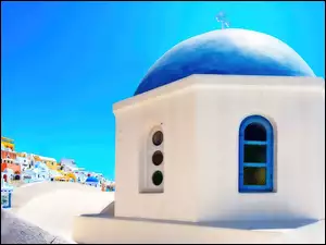 Kopuła, Cerkiew, Grecja, Santorini, Niebieska