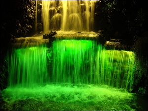 Wodospad, Podświetlony, Kolorowy