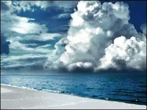 Chmury, Jezioro, Plaża