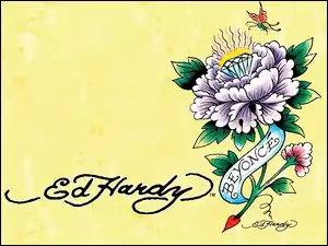 beyonce, Ed Hardy, kwiat, rysunek, motyl