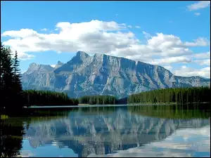 Jezioro, Kanada, Góry, Park Narodowy Banff, Lasy