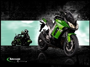 Kawasaki Z 1000 SX, Motocykliści, Zielony, Motocykl