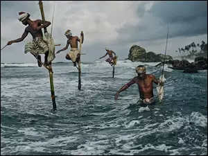 Morze, Sri Lanka, Mężczyźni, Wędkarstwo