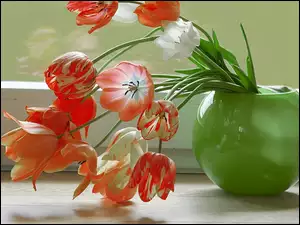 Wazonik, Tulipany, Zielony