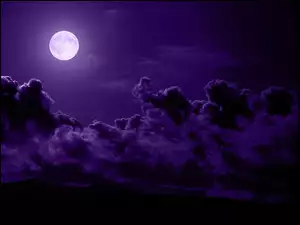 Noc, Niebo, Księżyc, Chmury