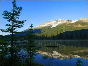 Kanada, Jezioro, Drzewa, Góry, Alberta