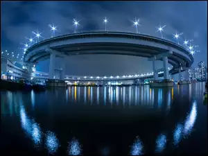 Most, Odbicie, Światła, Woda