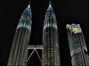 Petronas Towers, Malezja, Nocą, Kuala Lumpur