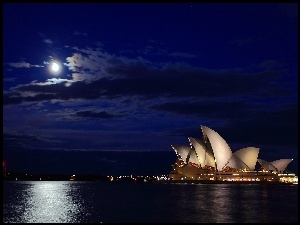 Chmury, Australia, Noc, Sydney, Księżyc