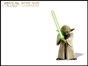 białe tło, Yoda, Star Wars, laser