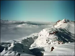 Góry, Chmury, Zima, Śnieg