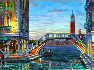 Most, Wenecja, Kanał, Ulice, Domy