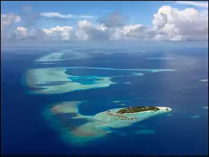 Malediwy, Niebo, Wyspa, Morze