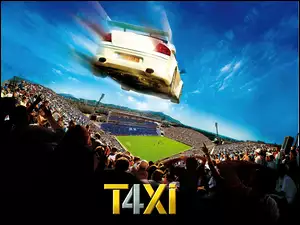 kibice, Taxi 4, stadion, samochód, mecz