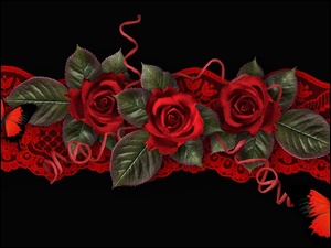 Czerwone, Art, Róże, Motyle