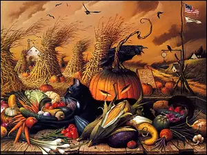 Halloween, warzywa, kotek, USA