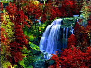 Wodospad, Kolorowe, Jesieni, Barwy, Rzeka