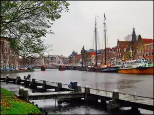 Statki, Holandia, Rzeka, Most