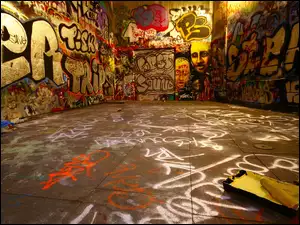 Graffiti, Pomieszczenie, Pomalowane, Farby, Ściany